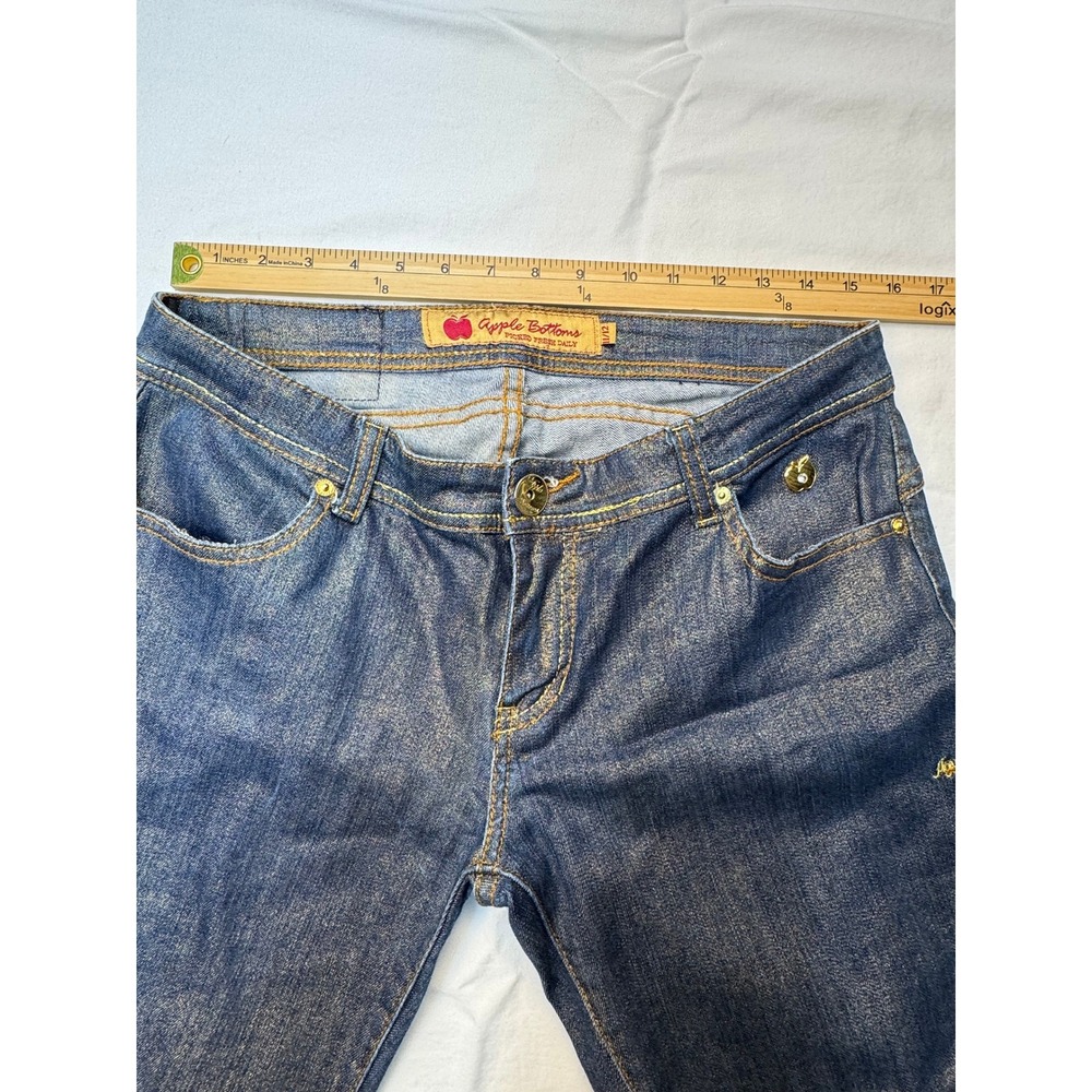 Apple Bottoms Gold Shimmer Metallic Dark Wash Straight Leg Jeans Womens 11/12 - Picture 9 of 16